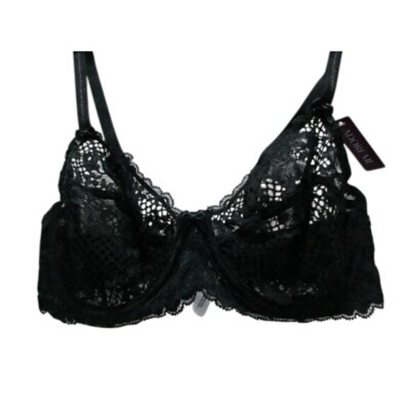 Adore Me  Women's Cinthia Unlined Lace Bra Black Size 34B New ! - Picture 1 of 2